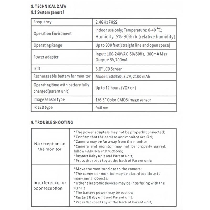 Scopri il Baby Monitor 5 Pollici con Fotocamera SM650 Monitor Video Portatile Alta Risoluzione 720P Connessione Wireless FHSS Audio Bidirezionale Batteria a Lunga Durata Cura del Bambino
