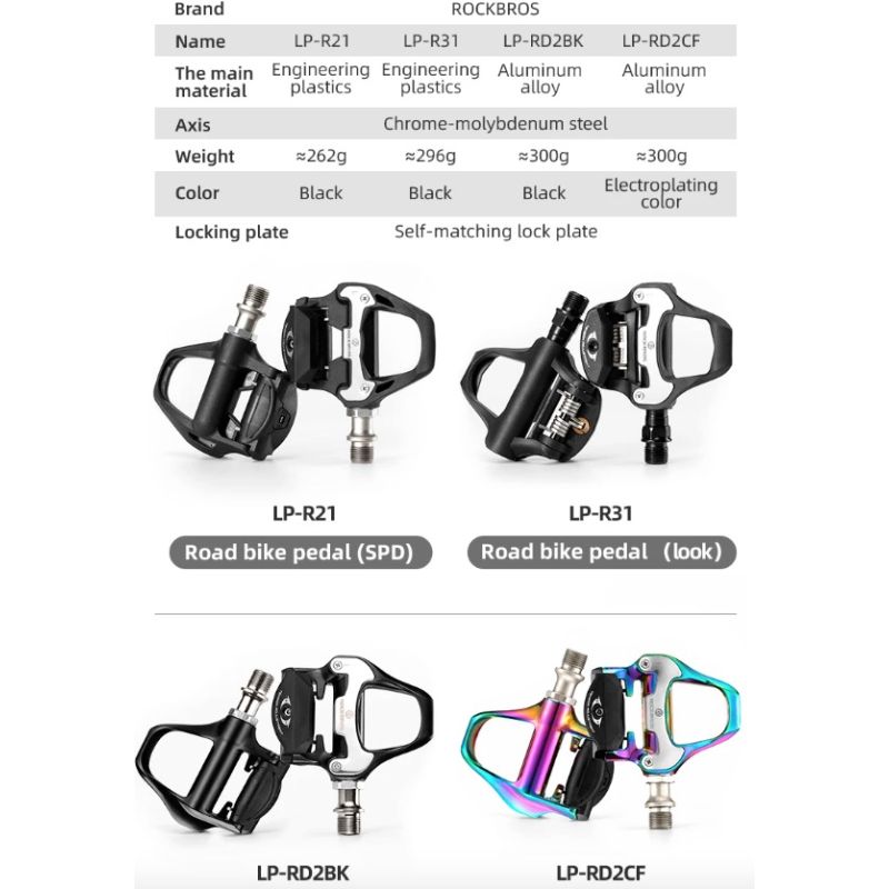 Pedali Autobloccanti ROCKBROS SPD-SL Ultraleggeri Bici da Strada Lega di Alluminio Ciclismo Leggero Stabilità Migliorata Efficienza per Lunghe Distanze Assale in Acciaio Cromoly
