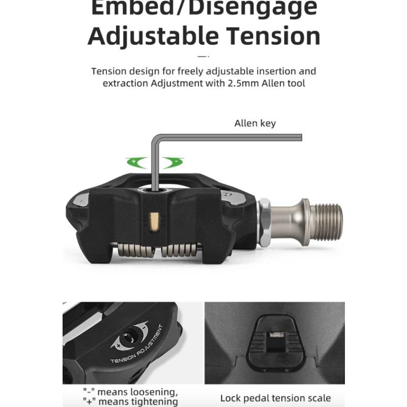 Pedali Autobloccanti ROCKBROS SPD-SL Ultraleggeri Bici da Strada Lega di Alluminio Ciclismo Leggero Stabilità Migliorata Efficienza per Lunghe Distanze Assale in Acciaio Cromoly