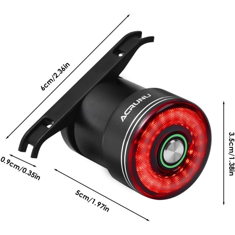 Luce Posteriore Bici Smart LED con Sensore Freno, Impermeabile Ricaricabile USB per Sicurezza Ciclismo.