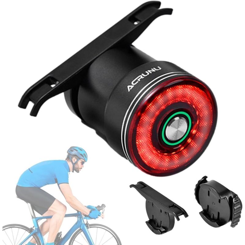 Luce Posteriore Bici Smart LED con Sensore Freno, Impermeabile Ricaricabile USB per Sicurezza Ciclismo.