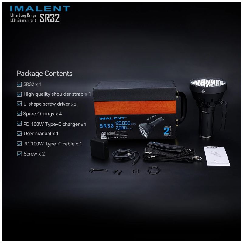 Torcia Potente IMALENT SR32 120000 Lumen per Illuminazione Outdoor e Sopravvivenza Torcia a Lunga Durata con Distanza Fascio 2080 Metri e Design Innovativo Torcia Ricaricabile
