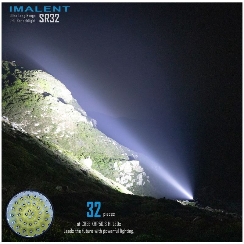 Torcia Potente IMALENT SR32 120000 Lumen per Illuminazione Outdoor e Sopravvivenza Torcia a Lunga Durata con Distanza Fascio 2080 Metri e Design Innovativo Torcia Ricaricabile