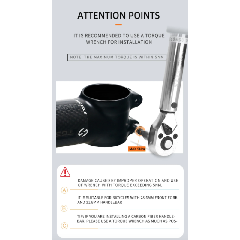 Attacco manubrio bicicletta TOSEEK 28.6-31.8mm leggero e durevole in alluminio e carbonio angolo regolabile finitura nero opaco per appassionati di ciclismo e mountain biking