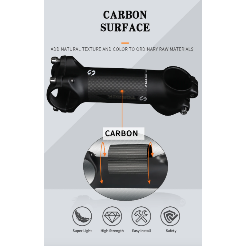 Attacco manubrio bicicletta TOSEEK 28.6-31.8mm leggero e durevole in alluminio e carbonio angolo regolabile finitura nero opaco per appassionati di ciclismo e mountain biking