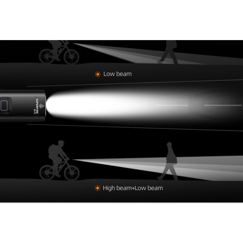 SUPERFIRE BL12 1300LM Luce anteriore per bicicletta Ricaricabile USB 4800mAh LED Lampada frontale per bici Ciclismo