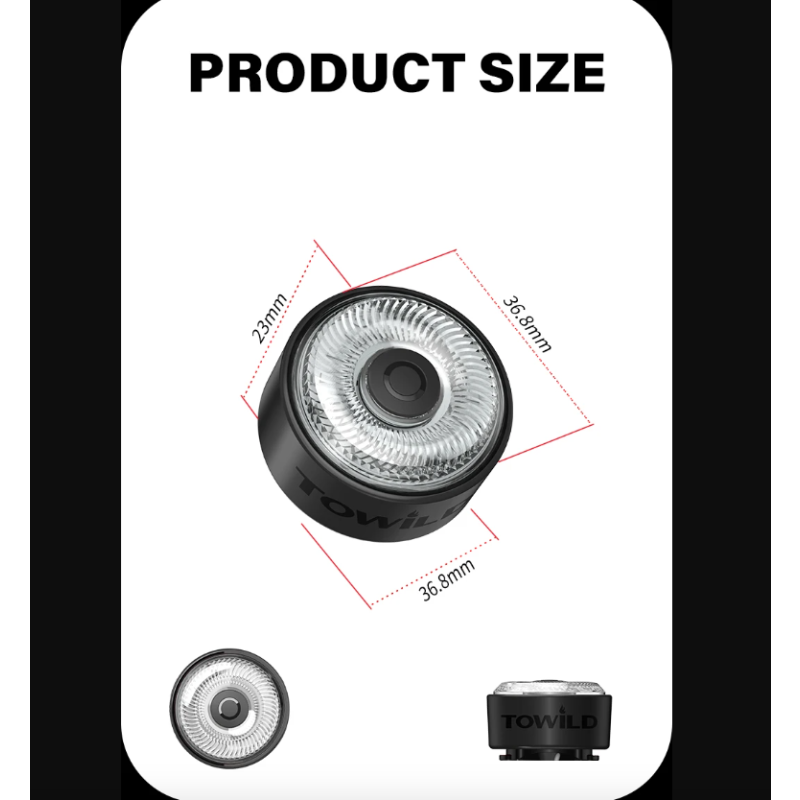 TOWILD TL03Pro Luce Posteriore Bicicletta LED con Sensore di Frenata Intelligente e Flash a Sette Colori Plastica ABS Resistente per Sicurezza e Visibilità Massima