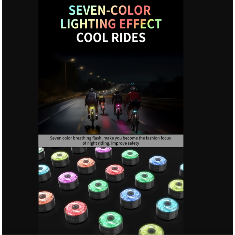 TOWILD TL03Pro Luce Posteriore Bicicletta LED con Sensore di Frenata Intelligente e Flash a Sette Colori Plastica ABS Resistente per Sicurezza e Visibilità Massima