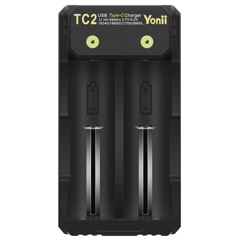 Caricabatterie TC2 USB Type-C compatto e ricarica rapida per batterie agli ioni di litio 18650 21700 dual charging ports per gestione efficiente e soluzioni di alimentazione universali