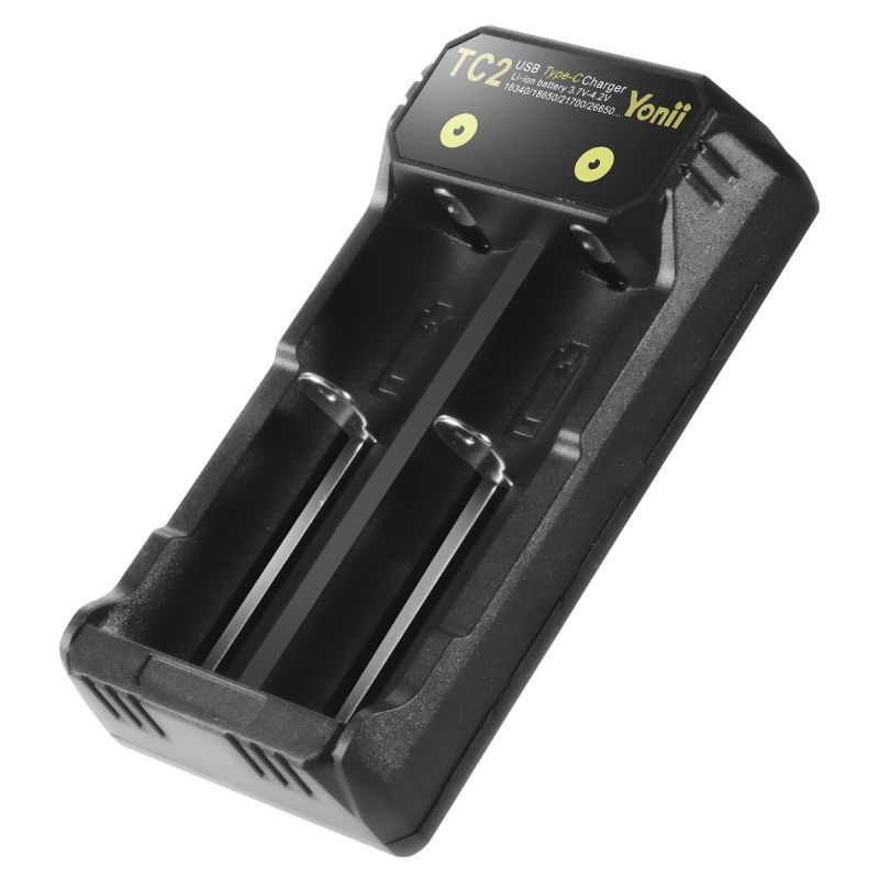 Caricabatterie TC2 USB Type-C compatto e ricarica rapida per batterie agli ioni di litio 18650 21700 dual charging ports per gestione efficiente e soluzioni di alimentazione universali