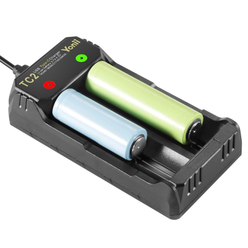 Caricabatterie TC2 USB Type-C compatto e ricarica rapida per batterie agli ioni di litio 18650 21700 dual charging ports per gestione efficiente e soluzioni di alimentazione universali