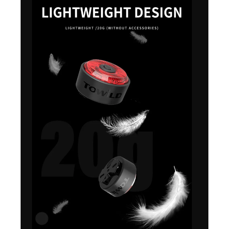Scopri TOWILD TL03 luce freno intelligente per bicicletta con sensore ambientale design in lega di alluminio cinque modalità di lampeggio per massima sicurezza e visibilità in bici