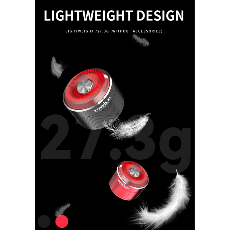 Luce posteriore bicicletta TOWILD TL05 con rilevamento freni automatico LED impermeabile IPX6 batteria 100 ore ricarica USB accessori ciclismo sicurezza MTB e bici da corsa