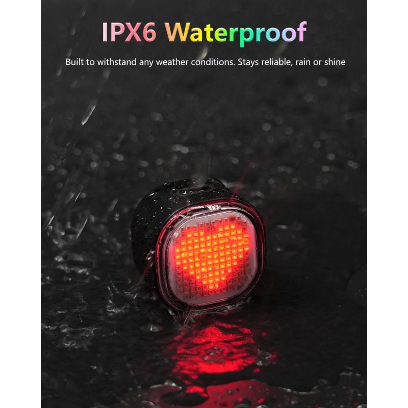 TOWILD TL08 Fanale Posteriore Bici Intelligente, Luce Personalizzabile Display Sensore Freno, USB-C IPX6, Alta Visibilità Ciclismo Sicuro