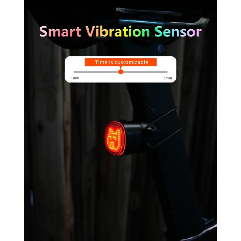 TOWILD TL08 Fanale Posteriore Bici Intelligente, Luce Personalizzabile Display Sensore Freno, USB-C IPX6, Alta Visibilità Ciclismo Sicuro