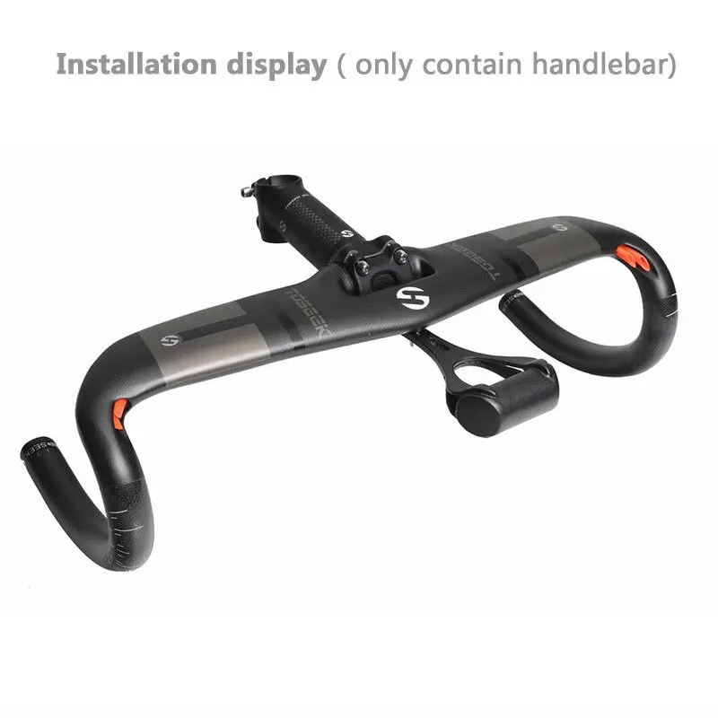 TOSEEK Manubrio Full Carbon 400-440mm Leggero in Fibra di Carbonio T800 per Biciclette da Strada con Passaggio Cavi Interno Ideale per Ciclismo Performante