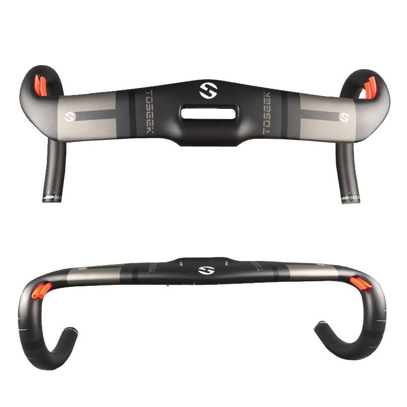 TOSEEK Manubrio Full Carbon 400-440mm Leggero in Fibra di Carbonio T800 per Biciclette da Strada con Passaggio Cavi Interno Ideale per Ciclismo Performante