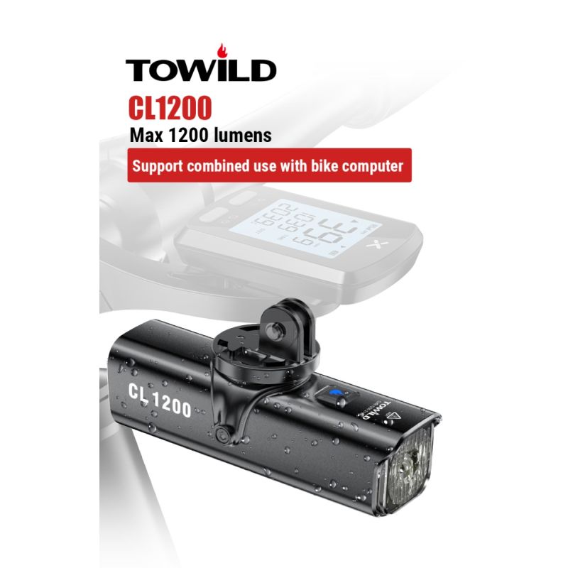 TOWILD CL1200 Lampada Frontale LED 1200LM Luce per Bici USB Ricaricabile Impermeabile con Batteria 21700 4000mAh per Ciclismo Notturno e Avventure Outdoor Visibilità e Sicurezza