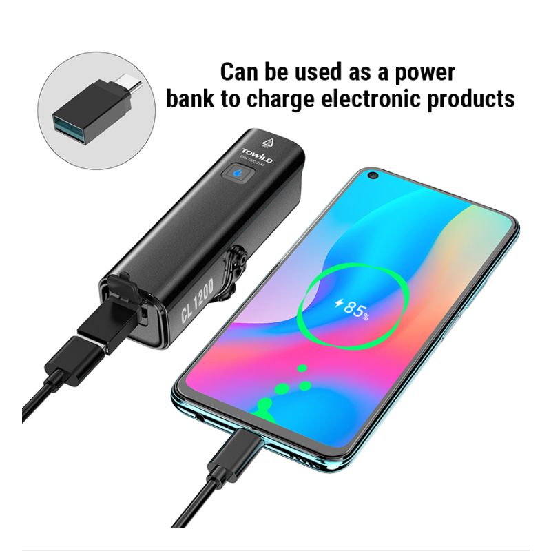 TOWILD CL1200 Lampada Frontale LED 1200LM Luce per Bici USB Ricaricabile Impermeabile con Batteria 21700 4000mAh per Ciclismo Notturno e Avventure Outdoor Visibilità e Sicurezza