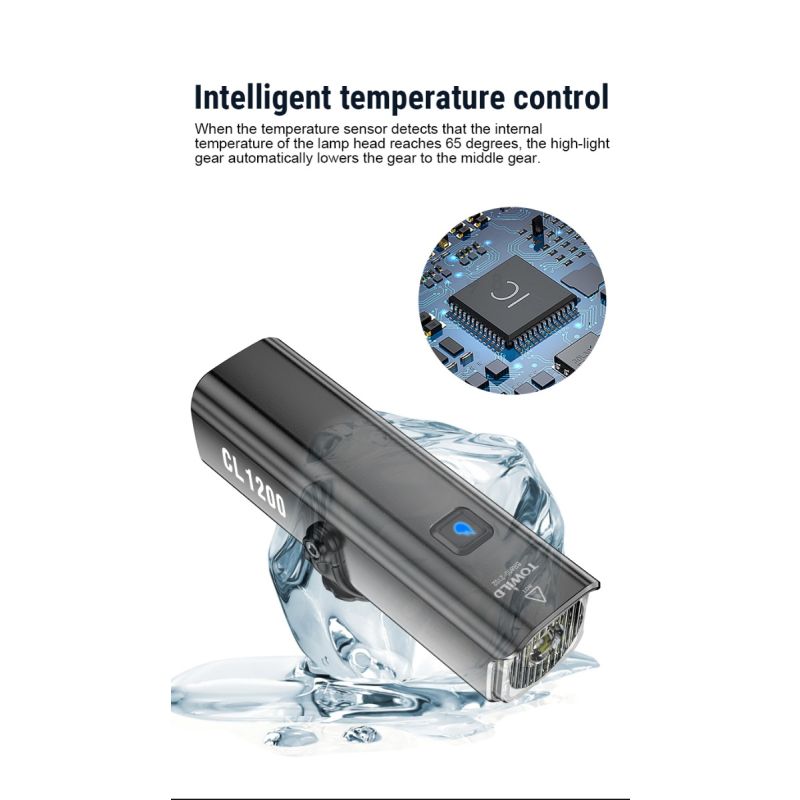 TOWILD CL1200 Lampada Frontale LED 1200LM Luce per Bici USB Ricaricabile Impermeabile con Batteria 21700 4000mAh per Ciclismo Notturno e Avventure Outdoor Visibilità e Sicurezza