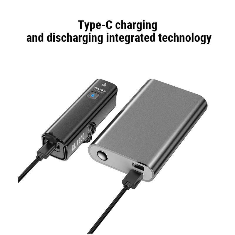 TOWILD CL1200 Lampada Frontale LED 1200LM Luce per Bici USB Ricaricabile Impermeabile con Batteria 21700 4000mAh per Ciclismo Notturno e Avventure Outdoor Visibilità e Sicurezza