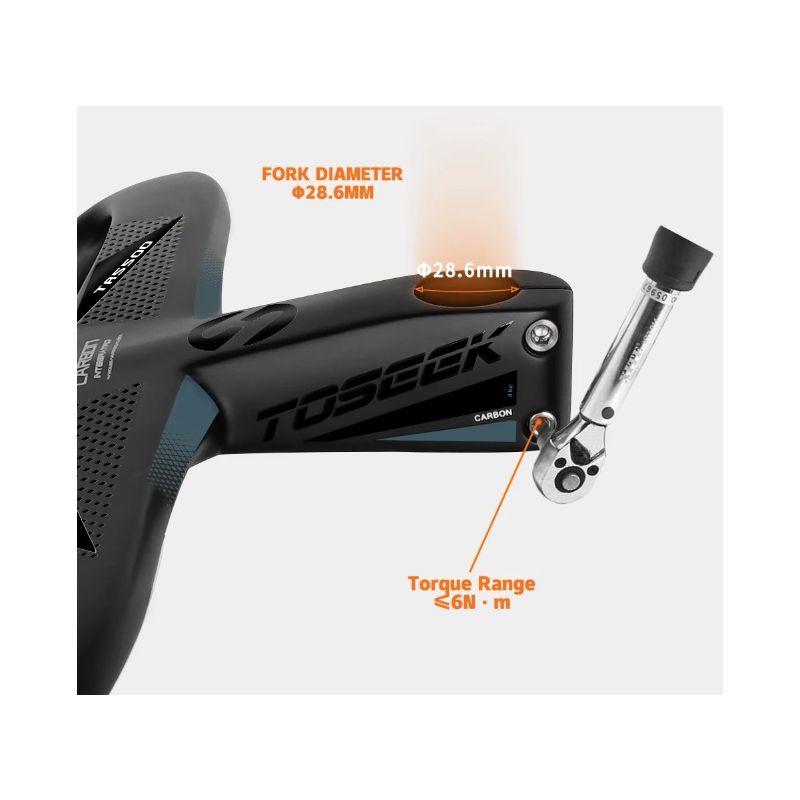 TOSEEK TR5500 attacco manubrio bici da strada design aerodinamico in fibra di carbonio ultra leggero finitura nero opaco parti ciclismo premium per prestazioni robuste su strada