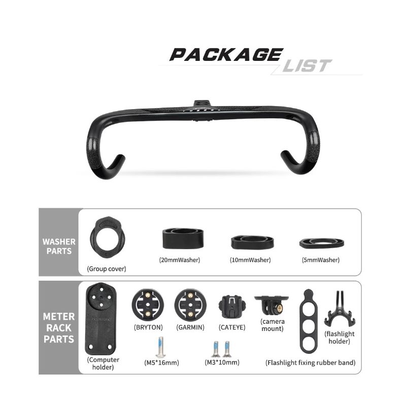 TOSEEK TR5500 attacco manubrio bici da strada design aerodinamico in fibra di carbonio ultra leggero finitura nero opaco parti ciclismo premium per prestazioni robuste su strada