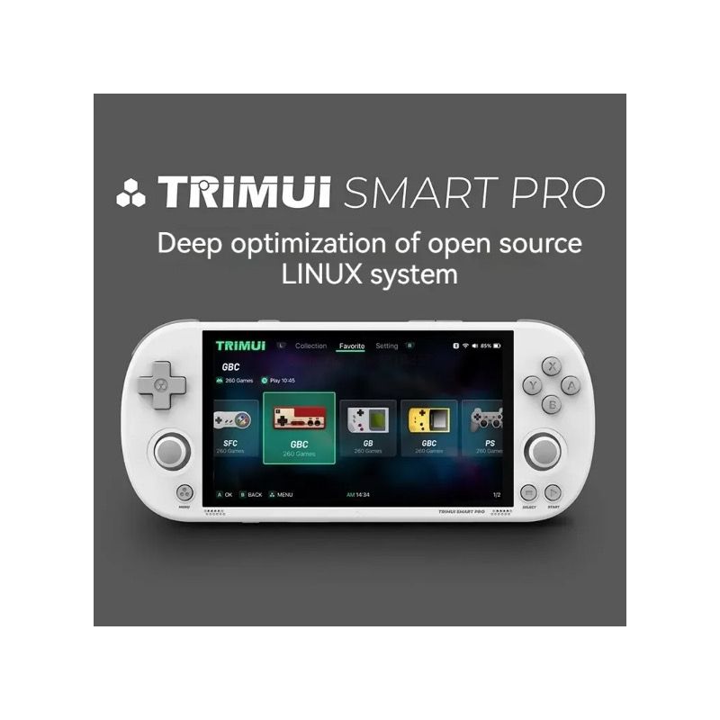 Trimui Smart Pro Console di gioco portatile vintage con display IPS HD 4 96 pollici batteria a lunga durata gioco wireless retro per gamer di tutte le età e sistema Linux Open Source