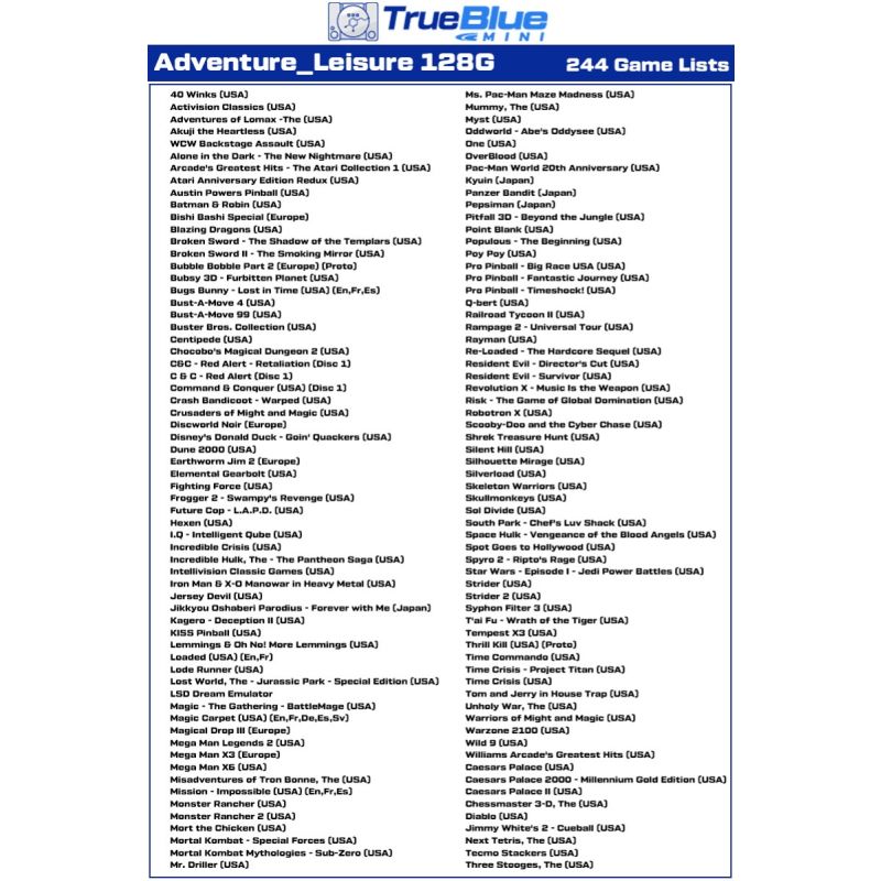 Pacchetto Lotta True Blue Mini Crackhead 32G 64G per PS ONE MINI giochi classici nostalgia plug and play alta compatibilità accessorio per console salvataggi in tempo reale