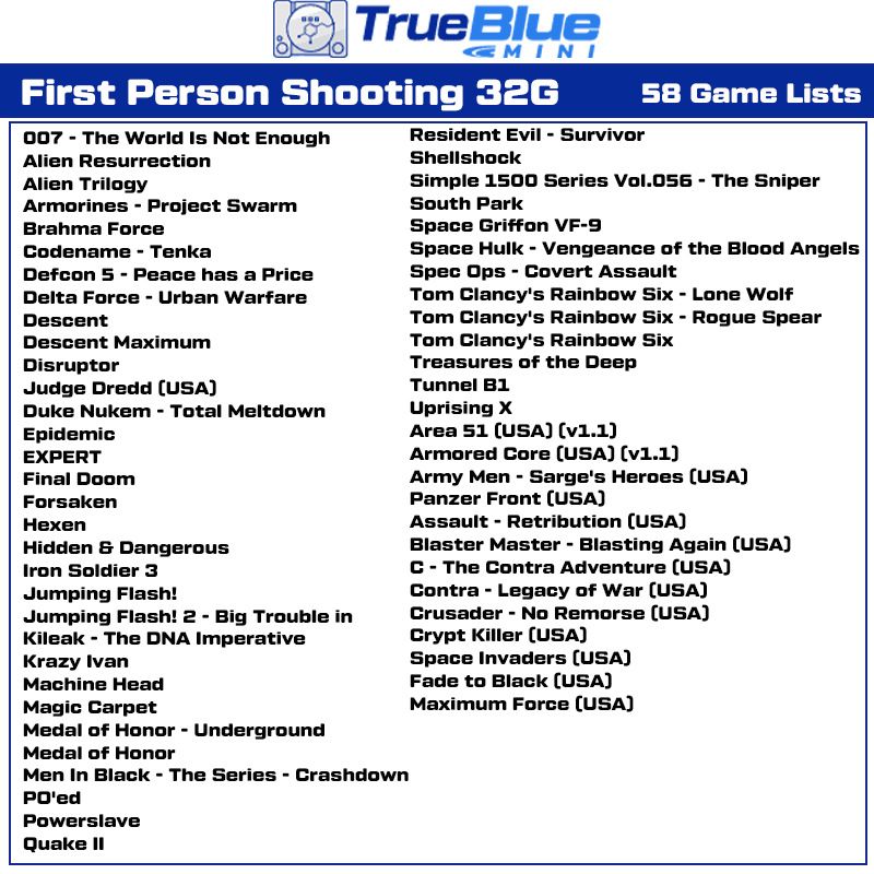 Pacchetto Lotta True Blue Mini Crackhead 32G 64G per PS ONE MINI giochi classici nostalgia plug and play alta compatibilità accessorio per console salvataggi in tempo reale