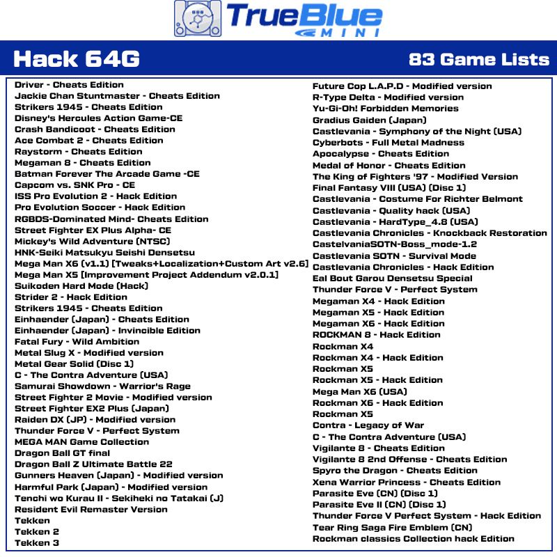 Pacchetto Lotta True Blue Mini Crackhead 32G 64G per PS ONE MINI giochi classici nostalgia plug and play alta compatibilità accessorio per console salvataggi in tempo reale