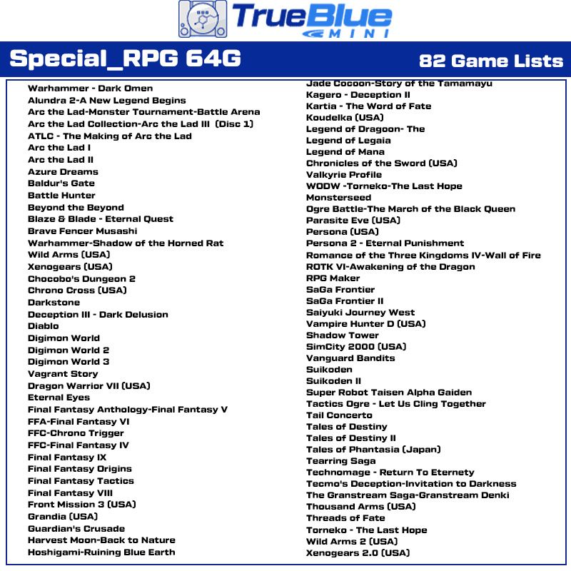 Pacchetto Lotta True Blue Mini Crackhead 32G 64G per PS ONE MINI giochi classici nostalgia plug and play alta compatibilità accessorio per console salvataggi in tempo reale