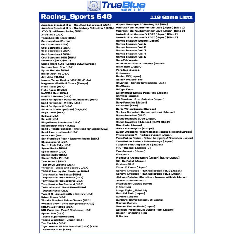 Pacchetto Lotta True Blue Mini Crackhead 32G 64G per PS ONE MINI giochi classici nostalgia plug and play alta compatibilità accessorio per console salvataggi in tempo reale