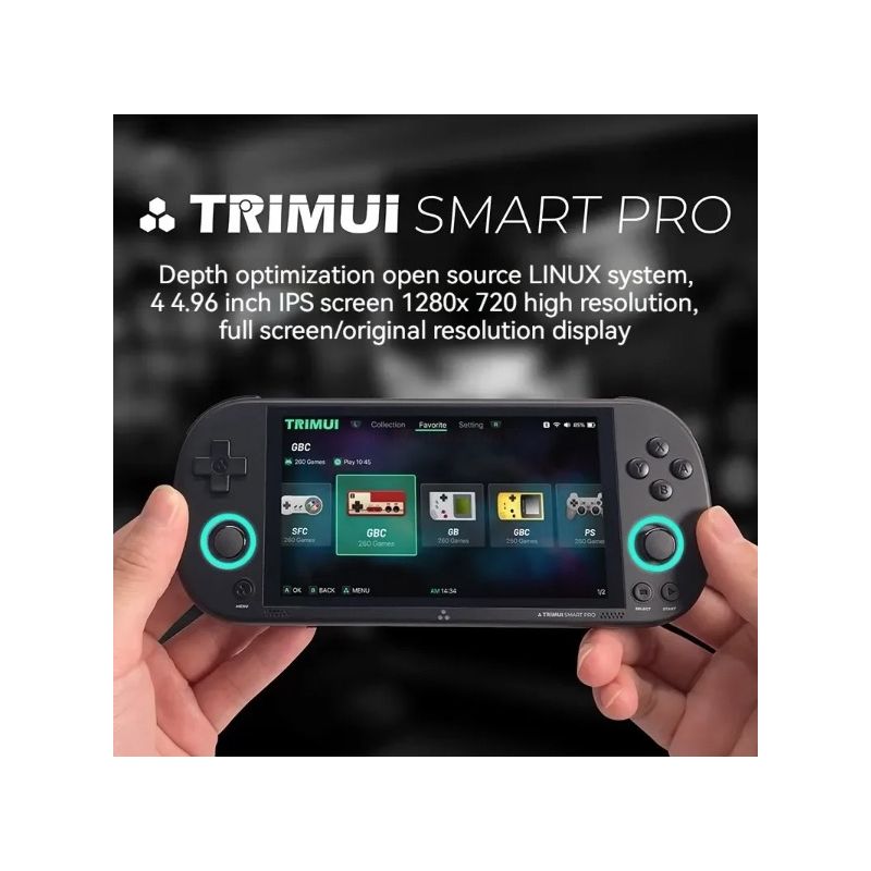 Trimui Smart Pro Console di gioco portatile vintage con display IPS HD 4 96 pollici batteria a lunga durata gioco wireless retro per gamer di tutte le età e sistema Linux Open Source