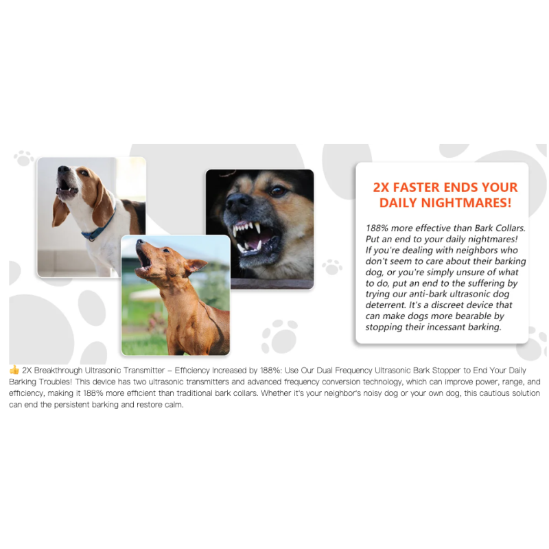 Dispositivo Anti Abbaio per Cani, Addestramento Anti Abbaio con Ultrasuoni, Dispositivo di Azionamento del Cane