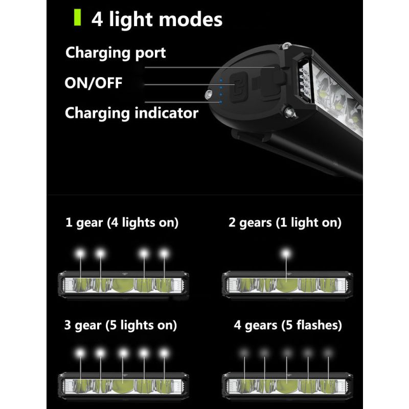 Luce Bici LED 5200 Lumen Ricarica USB Tipo-C Impermeabile 8000mAh Modalità Regolabili Sicurezza Ciclismo Accessori MTB e Strada Lampada Ciclismo Notturno