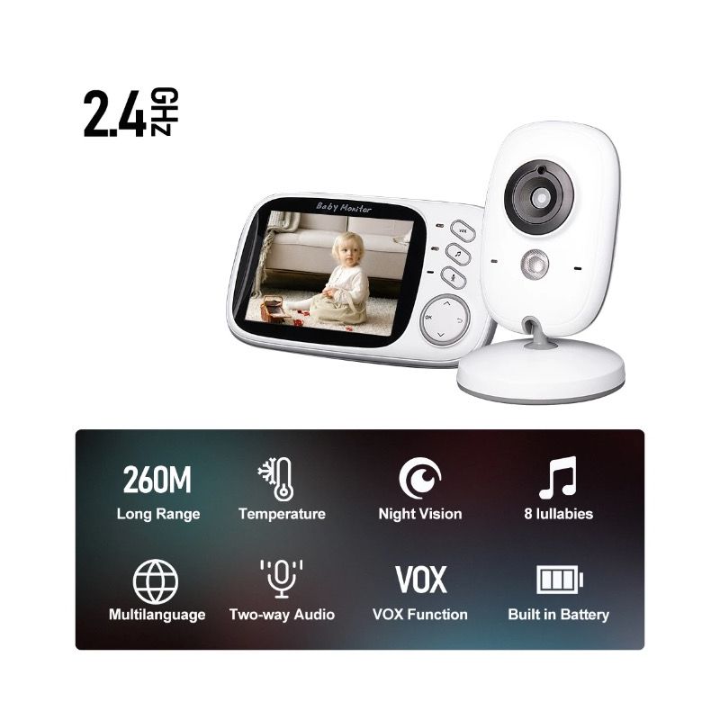 VB603 Video Baby Monitor 2.4G Madre Bambini Telecamere di Sorveglianza con Visione Notturna a Infrarossi Audio Bidirezionale e Connettività a Lungo Raggio per la Sicurezza Infantile