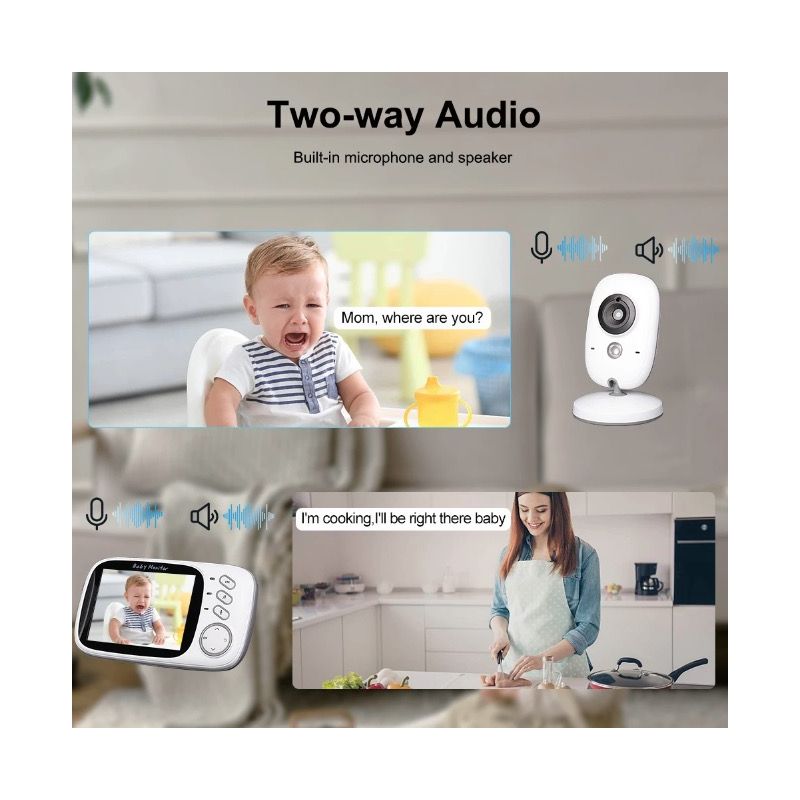 VB603 Video Baby Monitor 2.4G Madre Bambini Telecamere di Sorveglianza con Visione Notturna a Infrarossi Audio Bidirezionale e Connettività a Lungo Raggio per la Sicurezza Infantile