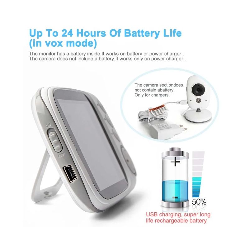 VB603 Video Baby Monitor 2.4G Madre Bambini Telecamere di Sorveglianza con Visione Notturna a Infrarossi Audio Bidirezionale e Connettività a Lungo Raggio per la Sicurezza Infantile