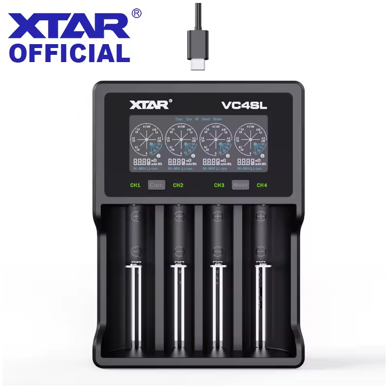 XTAR VC4SL Caricabatterie 18650 21700 Ricarica Rapida QC3.0 USB Type-C Compatibilità Versatile Batterie Ricaricabili al Litio Tecnologia di Ricarica Rapida Gestione dell'Energia Sostenibile
