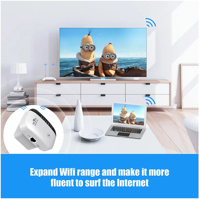 WiFi Ripetitore Wireless Segnale Amplificatore WiFi Extender Rete Migliora Casa Router Attraverso il Muro Camera da Letto
