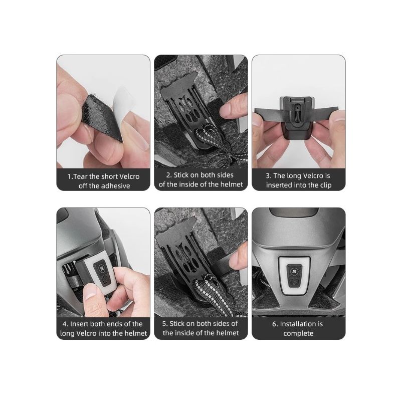 ROCKBROS casco da bicicletta design ultraleggero luce a LED ricaricabile sicurezza ciclistica ideale per casco da strada e mountain bike compatibile con occhiali magnetici