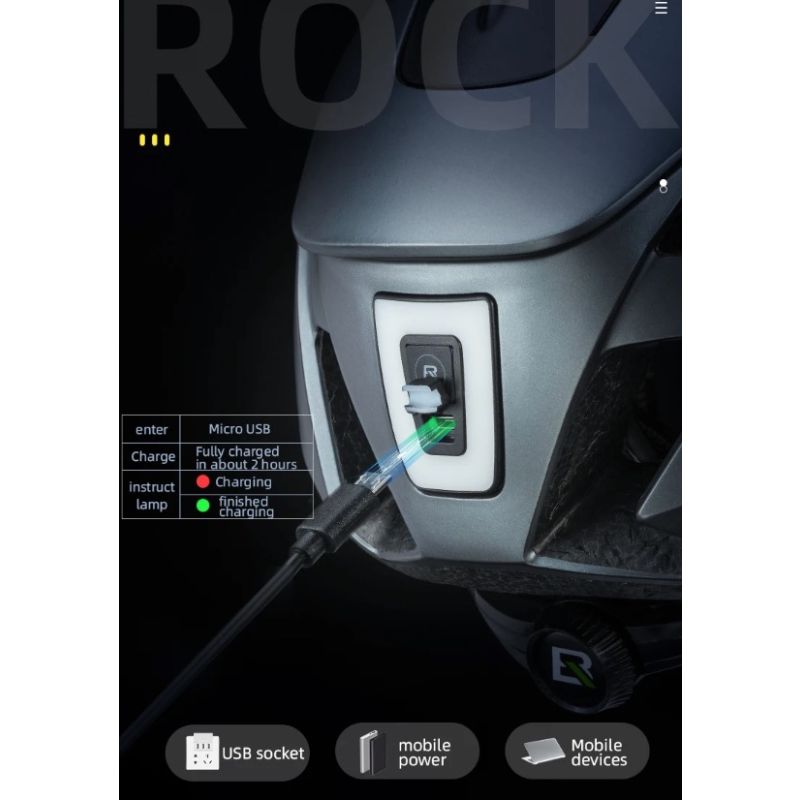 ROCKBROS casco da bicicletta design ultraleggero luce a LED ricaricabile sicurezza ciclistica ideale per casco da strada e mountain bike compatibile con occhiali magnetici