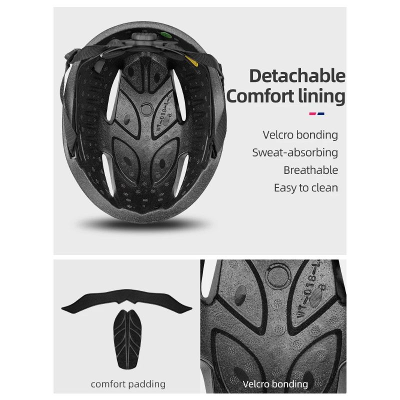 ROCKBROS casco da bicicletta design ultraleggero luce a LED ricaricabile sicurezza ciclistica ideale per casco da strada e mountain bike compatibile con occhiali magnetici