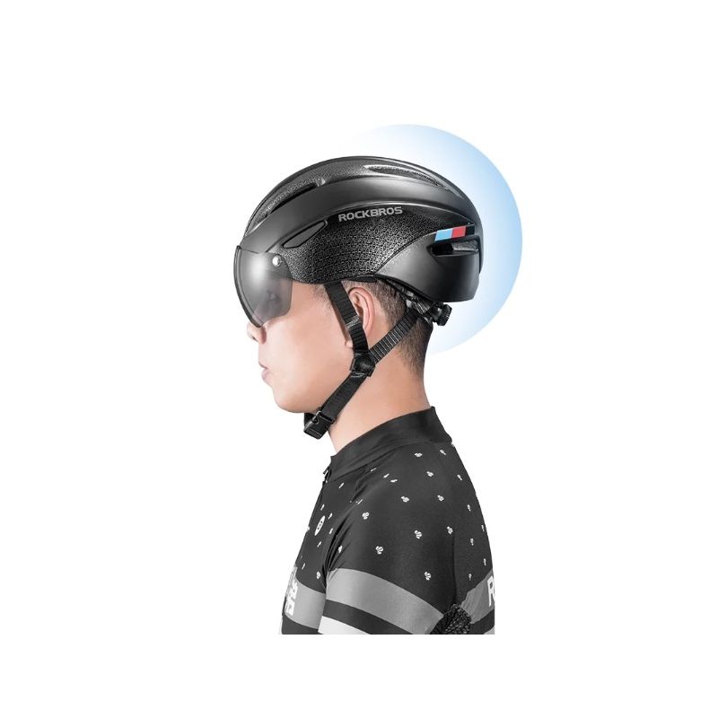 ROCKBROS casco da bicicletta design ultraleggero luce a LED ricaricabile sicurezza ciclistica ideale per casco da strada e mountain bike compatibile con occhiali magnetici