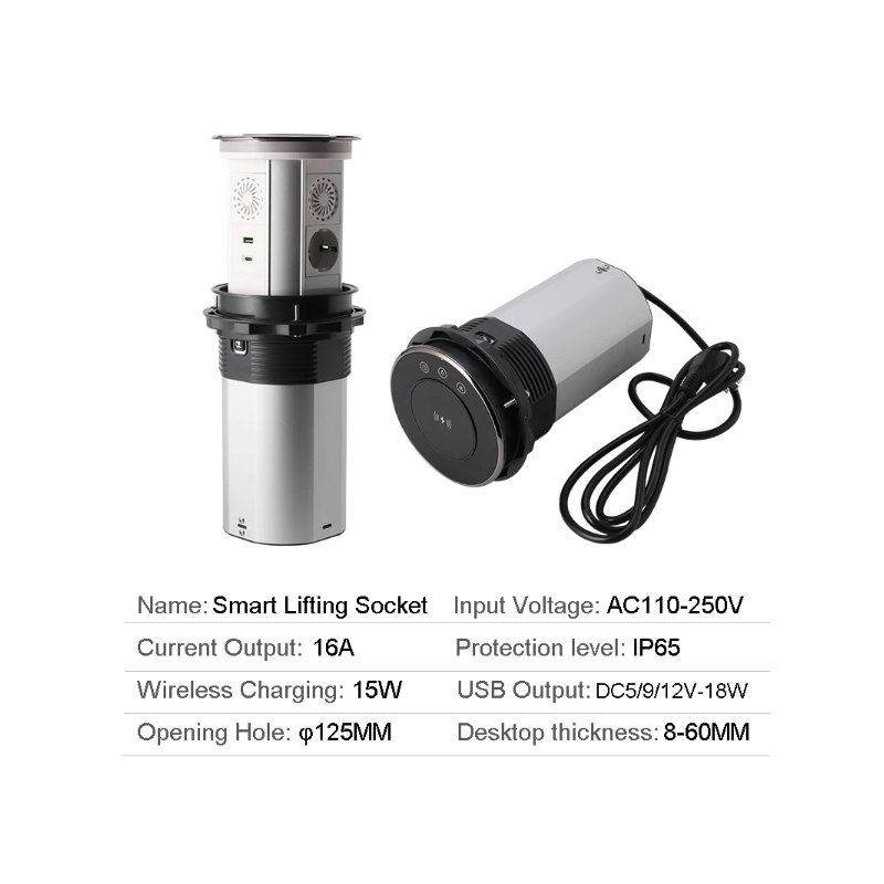 Presa Retrattile Pop-up Motorizzata da Tavolo VENSTPOW Soluzioni Alimentazione da Scrivania con Ricarica Wireless USB e Design Innovativo per Spazio Lavoro Organizzato e Presa Multiporta