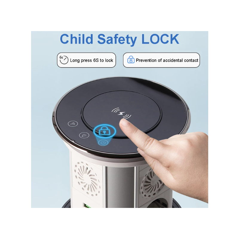 Presa Retrattile Pop-up Motorizzata da Tavolo VENSTPOW Soluzioni Alimentazione da Scrivania con Ricarica Wireless USB e Design Innovativo per Spazio Lavoro Organizzato e Presa Multiporta