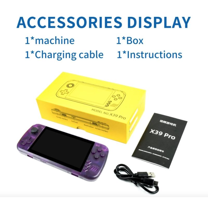 Console giochi portatile POWKIDDY X39pro schermo IPS 4.3 pollici gaming retrò supporto PS1 per un'esperienza di gioco nostalgica e moderna dispositivo intrattenimento con output HD