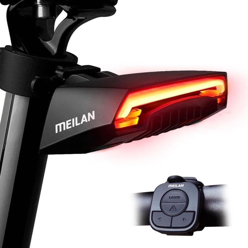 Meilan X5 Luce Posteriore Bici Intelligente con Indicatori di Direzione | Stop Auto, Telecomando, USB