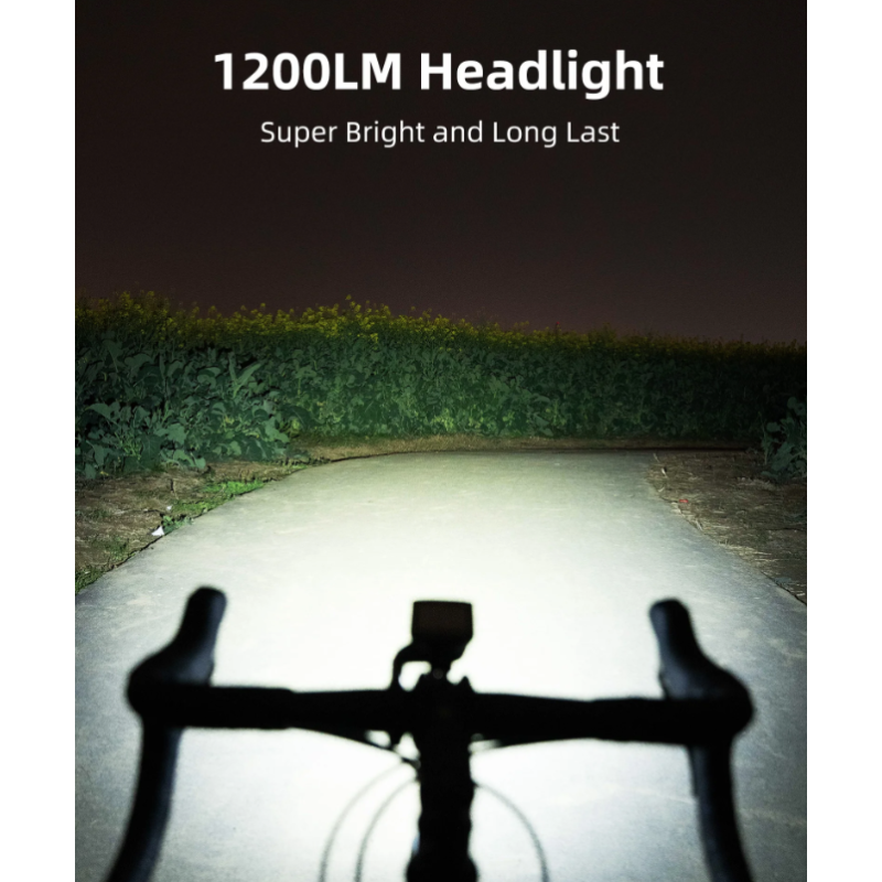 Faretto Bici XOSS XL-1200 Luce Bicicletta 1200 Lumen Lampada Frontale Ricaricabile Accessorio Ciclistico Impermeabile Ricarica Type-C Perfetto per Visibilità e Sicurezza Notturne